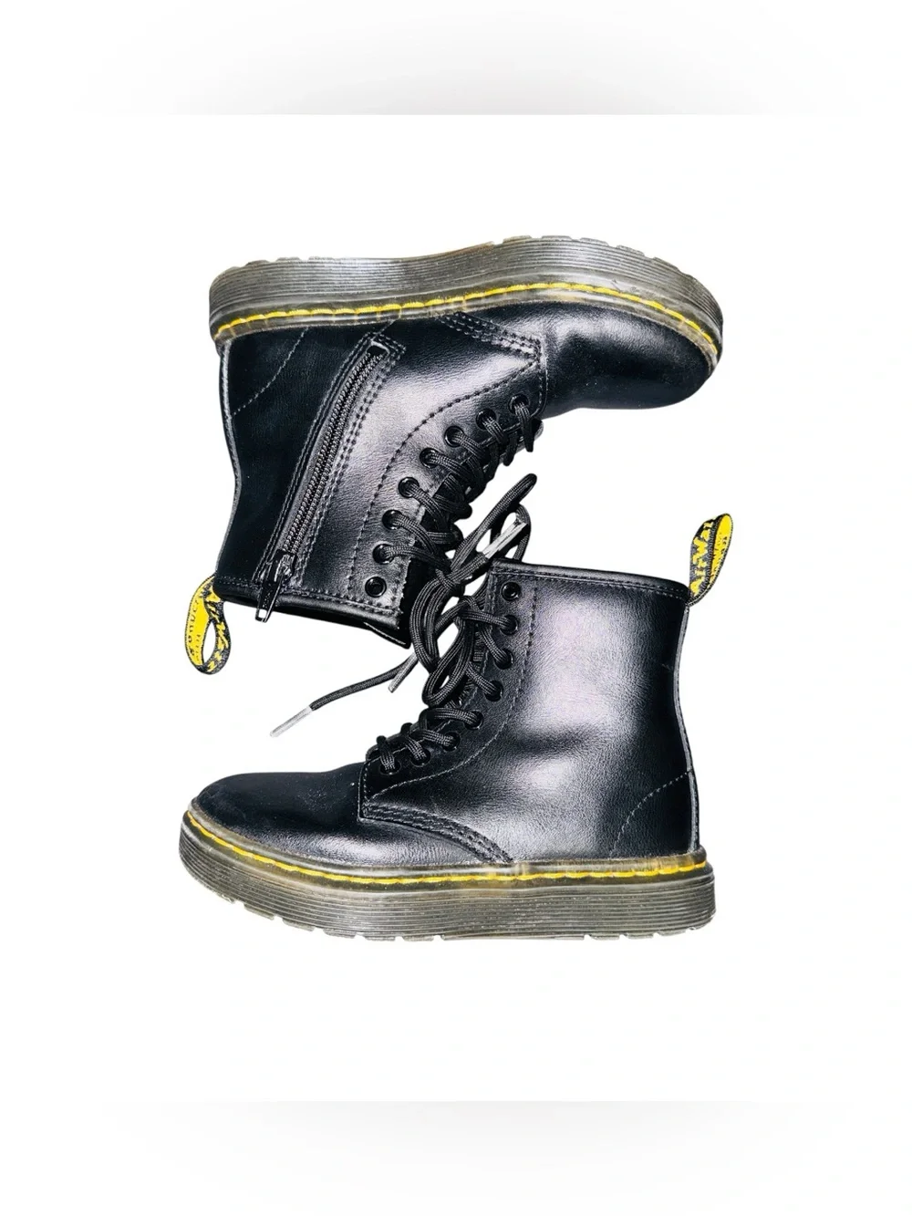 Doc Martens Girls Black Leather Lace Up Side Zipper Boots